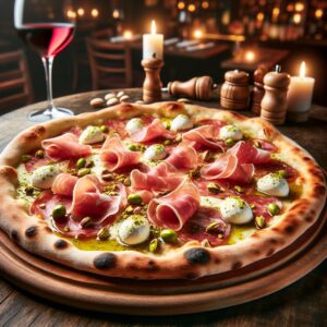 La pizza con mortadella e bufala