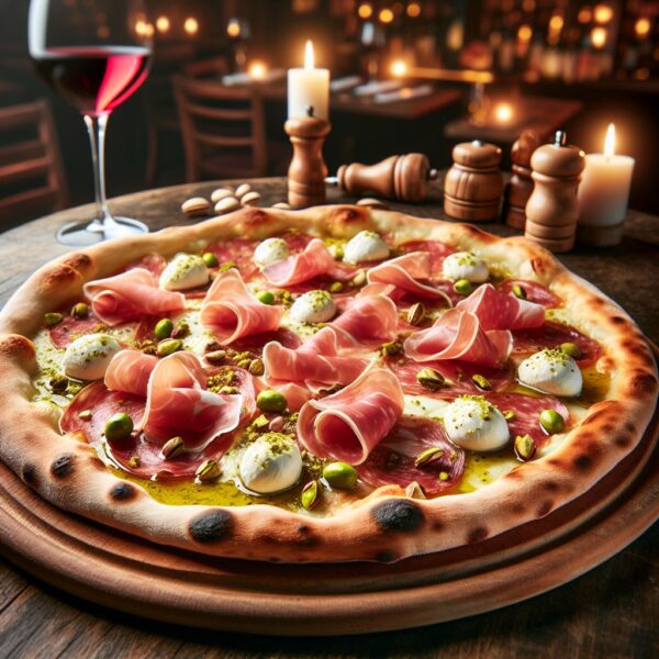 La pizza con mortadella e bufala